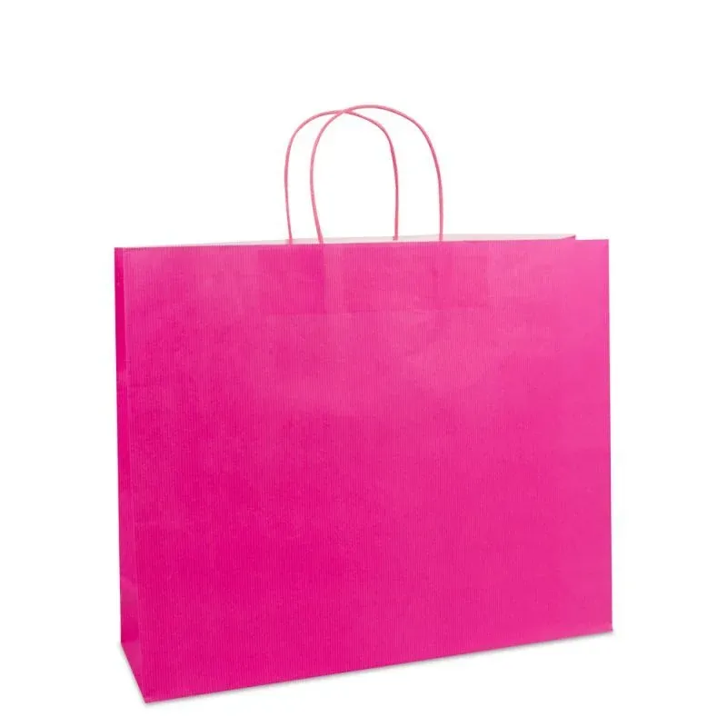 Paper Carrier Bags Pink 42+12x35cm Twisted Handles + Cardboard Base