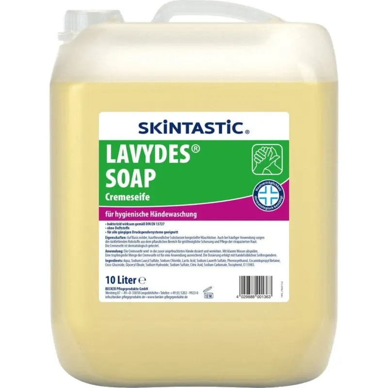 Skintastic LAVYDES Cremeseife für hygienische Händewaschung 10 Liter Kanister