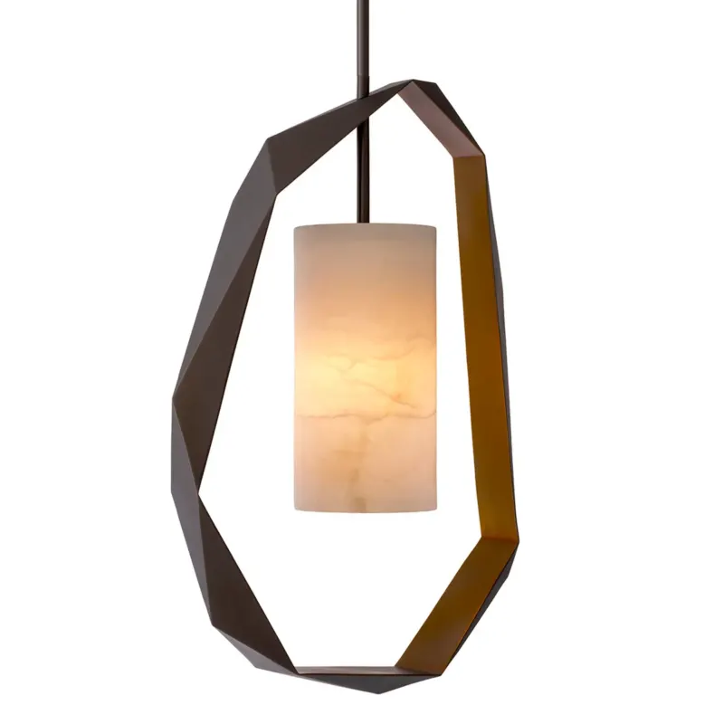 Metal Framed Alabaster Chandelier Santos