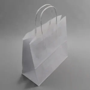 Paper Carrier Bags White 14x8x21cm Kraft 90 g/gm with twisted handles