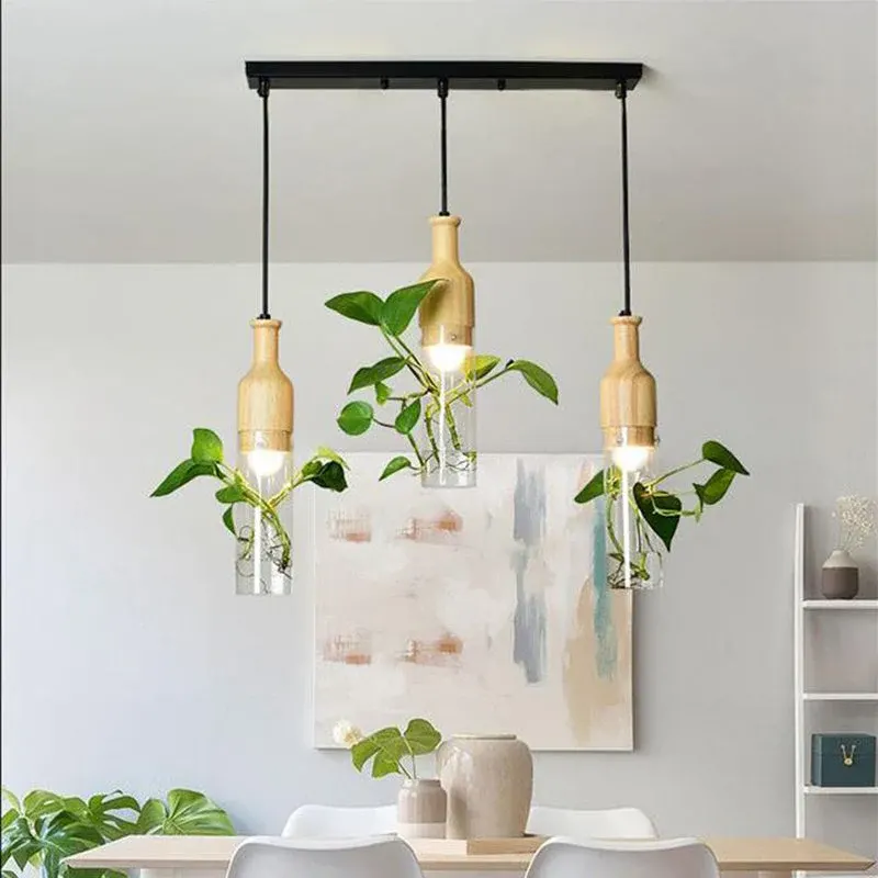 Wooden Modern LED Plant Pendant Lights - Image 0