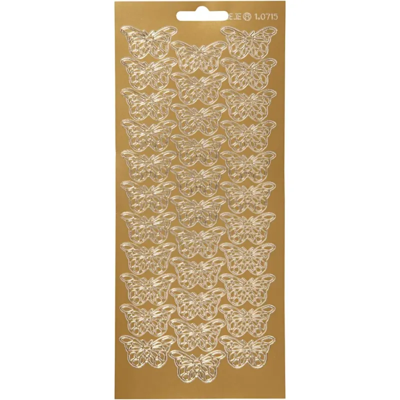 Stickers, butterflies, sheet 10x23 cm, gold, 1 sheet