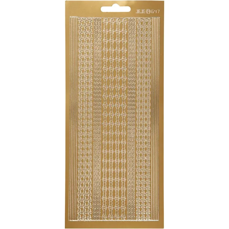 Stickers, borders, sheet 10x23 cm, gold, 1 sheet