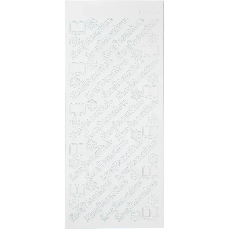 Stickers, konfirmation, sheet 10x23 cm, white, 1 sheet