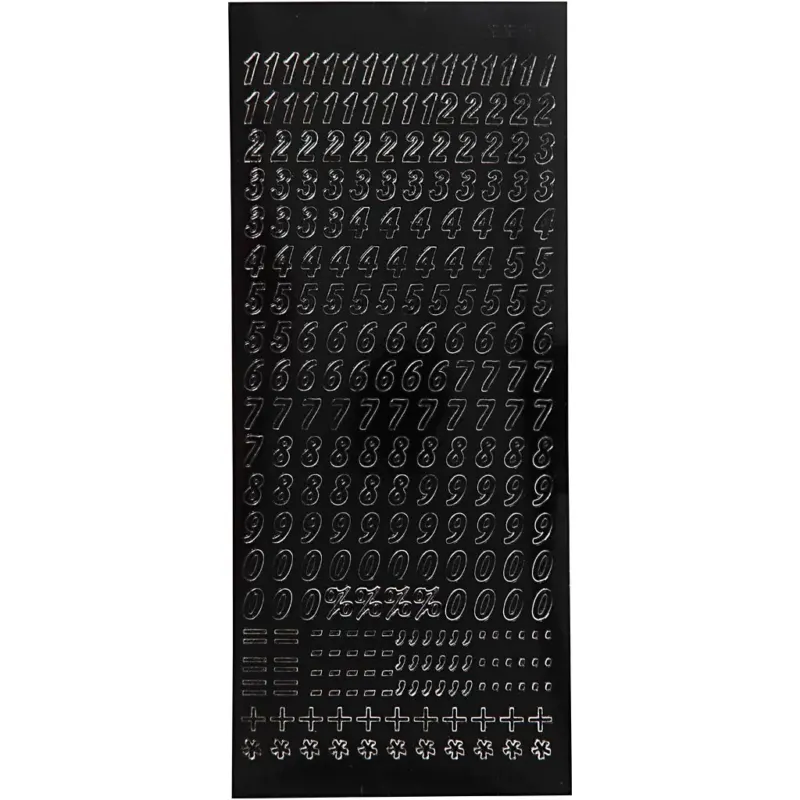 Stickers, small numbers, sheet 10x23 cm, black, 1 sheet
