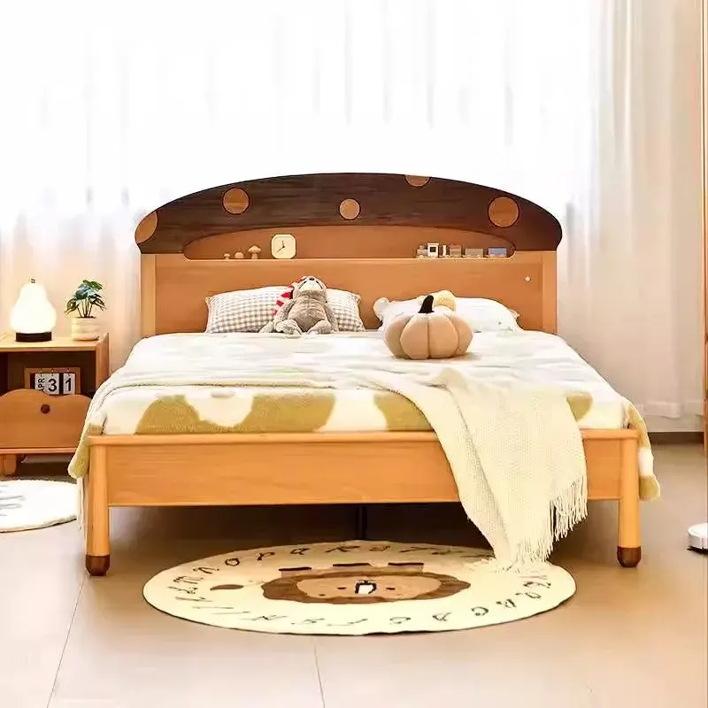 Mushroom Skytime Night Simple Wooden Bed - Image 0