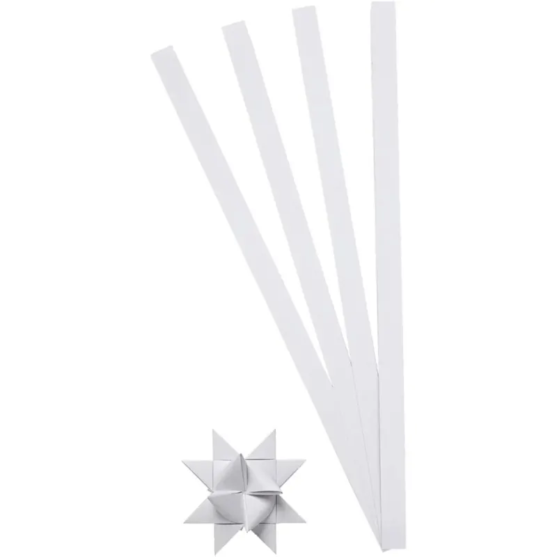 Paper Star Strips, L: 45 cm, dia. 4,5 cm, W: 10 mm, white, 100 strips