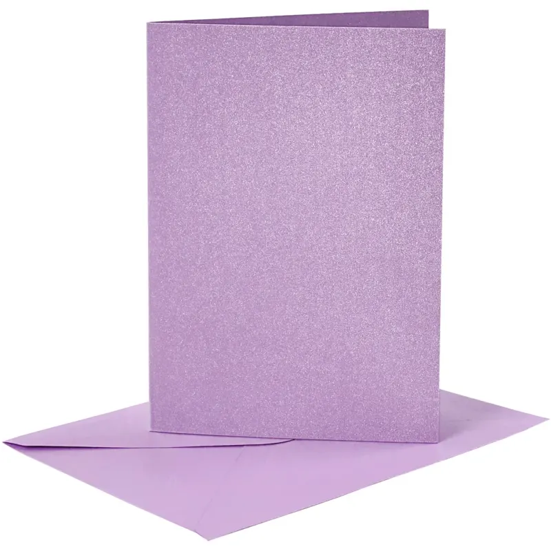 Cards and Envelopes, card size 10,5x15 cm, envelope size 11,5x16,5 cm, mother of pearl, 120+210 g, purple, 4 set