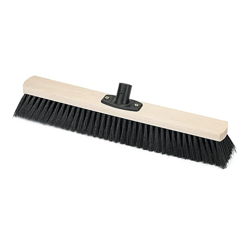 Der Nölle Profi Brush Power Stick Saalbesen Qualitätsmischung von Nölle Profi Brush Bürsten- & Pinseltechnik e.K. verfügt über schwarze Borsten, einen rechteckigen Holzblock und ein zentrales Loch zur Stielbefestigung für eine zuverlässige Leistung.