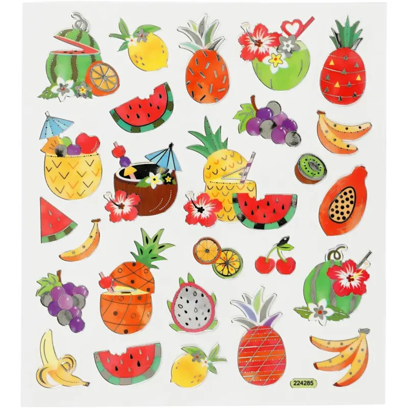 Stickers, exotic fruits, sheet 15x16,5 cm, 1 sheet
