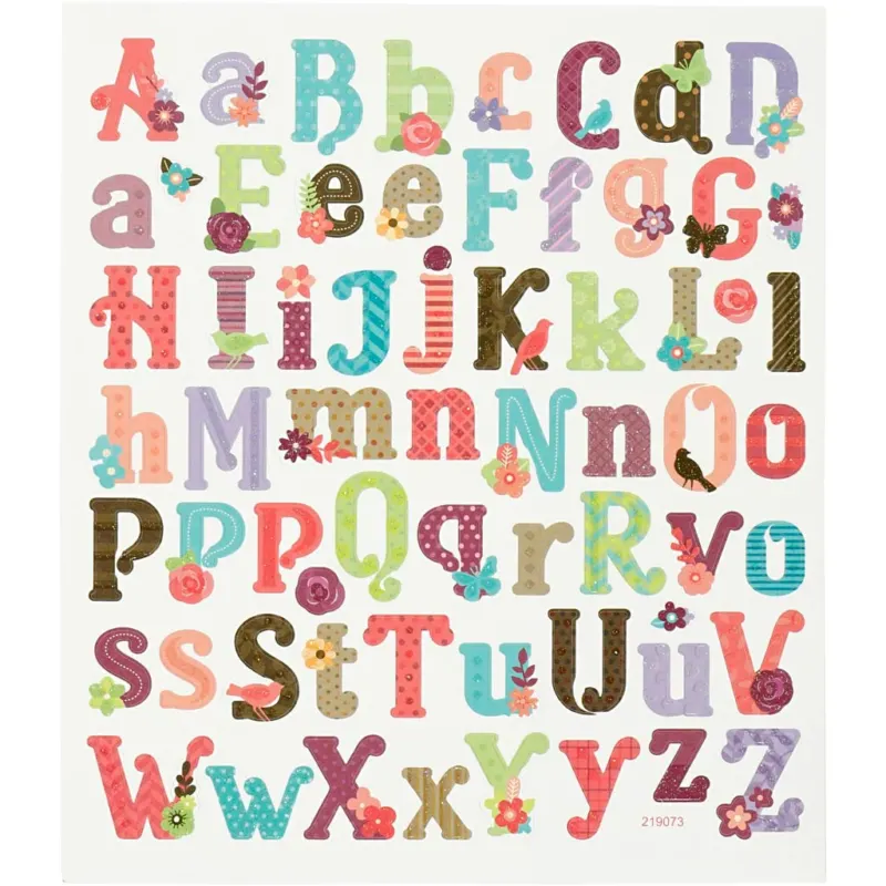 Stickers, alfabeth, sheet 15x16,5 cm, 1 sheet