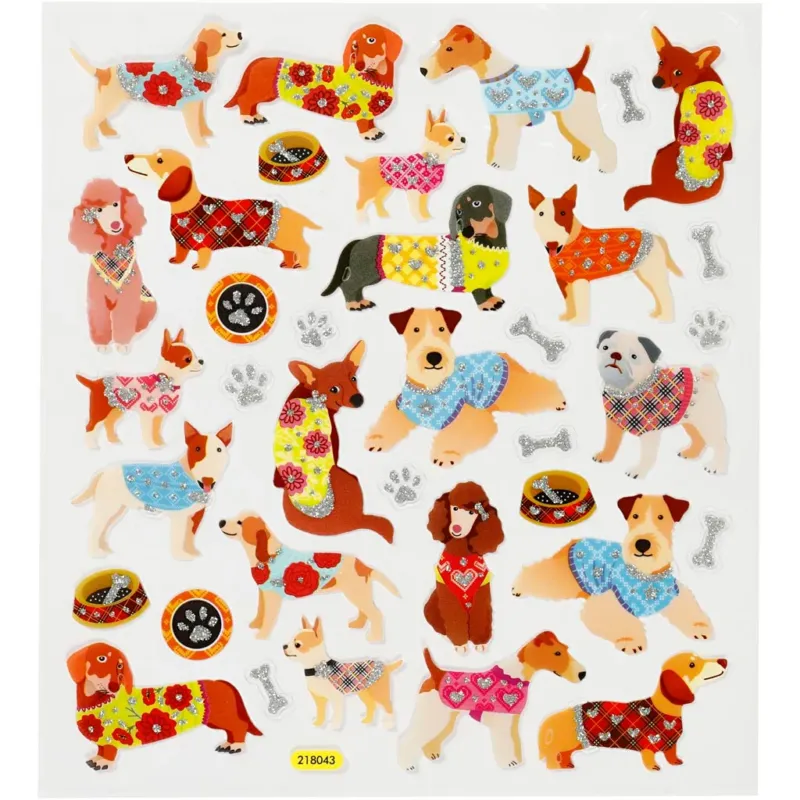 Stickers, dogs, sheet 15x16,5 cm, 1 sheet
