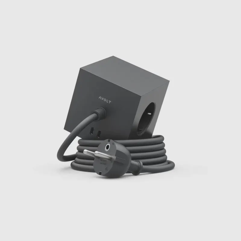 Steckdosenleiste "Square 1" – Schwarz · USB-C 30W · 3 m | Avolt