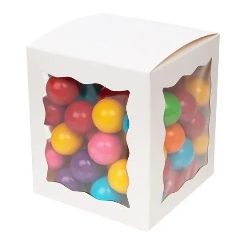 Kraft Gift Boxes White with 3 windows 10.2x10.2x11.7cm
