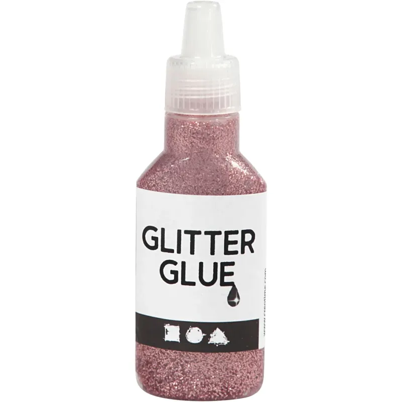 Glitter Glue, rose, 25 ml/ 1 bottle