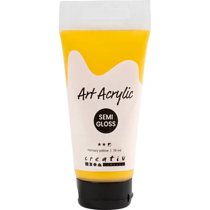 Art Acrylic, semi-glossy, semi opaque, primary yellow, 75 ml/ 1 bottle
