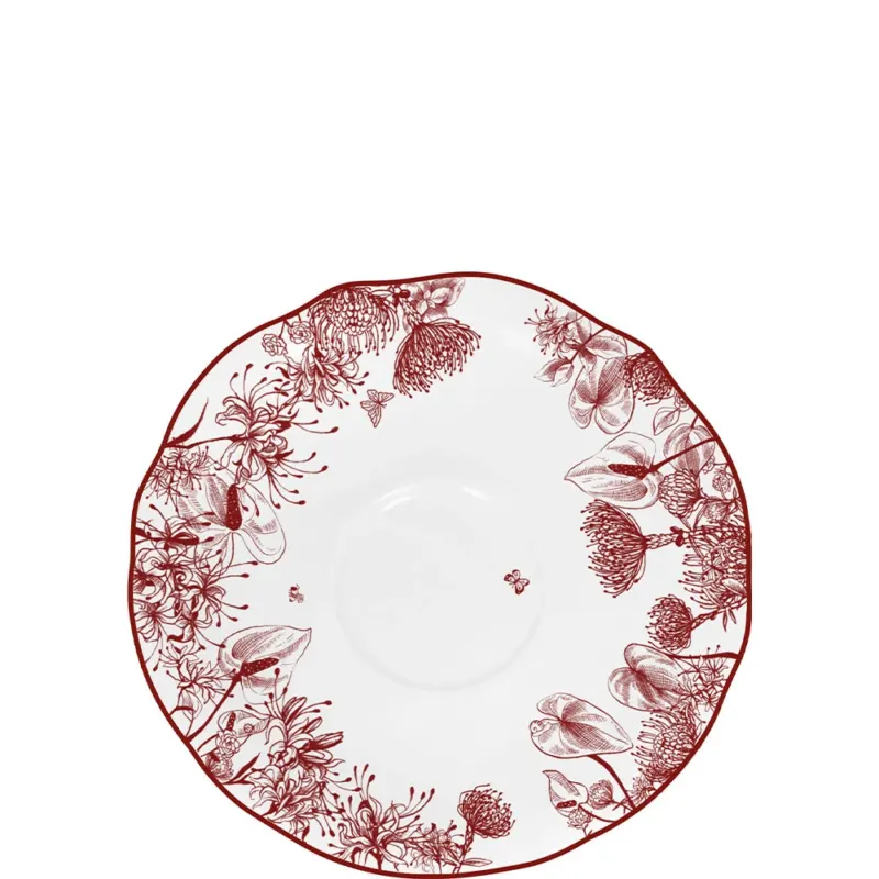 Mit Jardin Rouge zieht ein Hauch botanischer Eleganz in den Alltag ein. Auf der klassischen Rossella-Form verbindet das filigrane Dekor detailreiche Pflanzenillustrationen mit einer warmen, charaktervollen Rotnuance. So entsteht ein Geschirr, das wie eine Entdeckungsreise durch einen üppigen Garten wirkt – lebendig, romantisch und zugleich modern in seiner Klarheit.