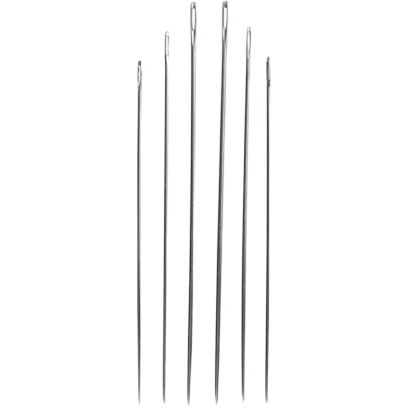 Darning Needles, no. 1-5, silver, 6 pc