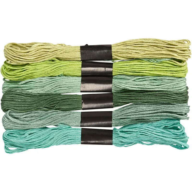 Embroidery Thread, thickness 1 mm, green, 6 bundle