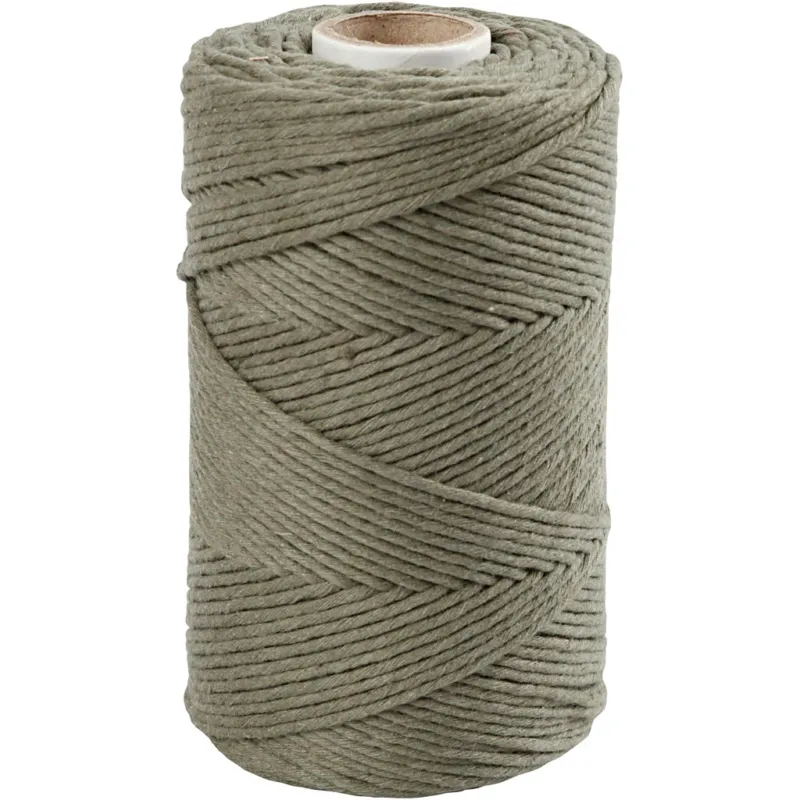 Macramé Cord, L: 198 M, dia. 2 mm, moss green, 330 g/ 1 roll
