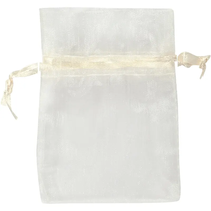 Organza Bags, size 7x10 cm, off-white, 10 pc