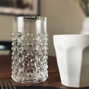 Wasserglas klares Glas mit Punkten - 4er-Pack