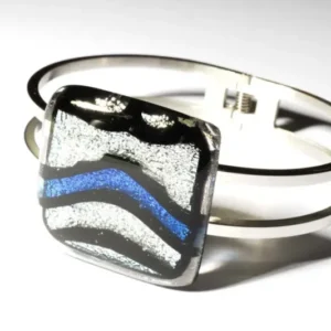 Armreif mit Glasstein Silber Blau Fusing