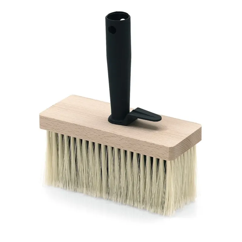 Der Nölle Profi Brush Deckenbürste Synthetik (17x7 cm, 70 mm Borstenlänge) von Nölle Profi Brush Bürsten- & Pinseltechnik e.K. hat einen Holzboden, lange synthetische Borsten und einen schwarzen Kunststoffgriff - ideal für präzise Malarbeiten.