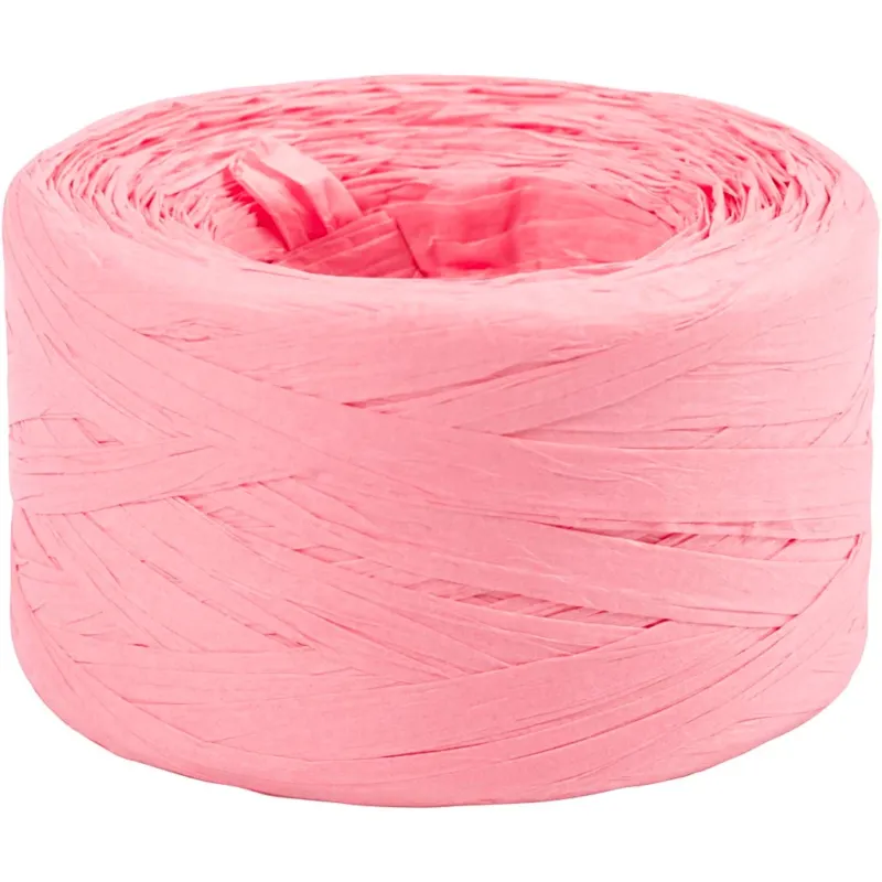 Paper Raffia Yarn, W: 7-8 mm, light rose, 100 m/ 1 roll