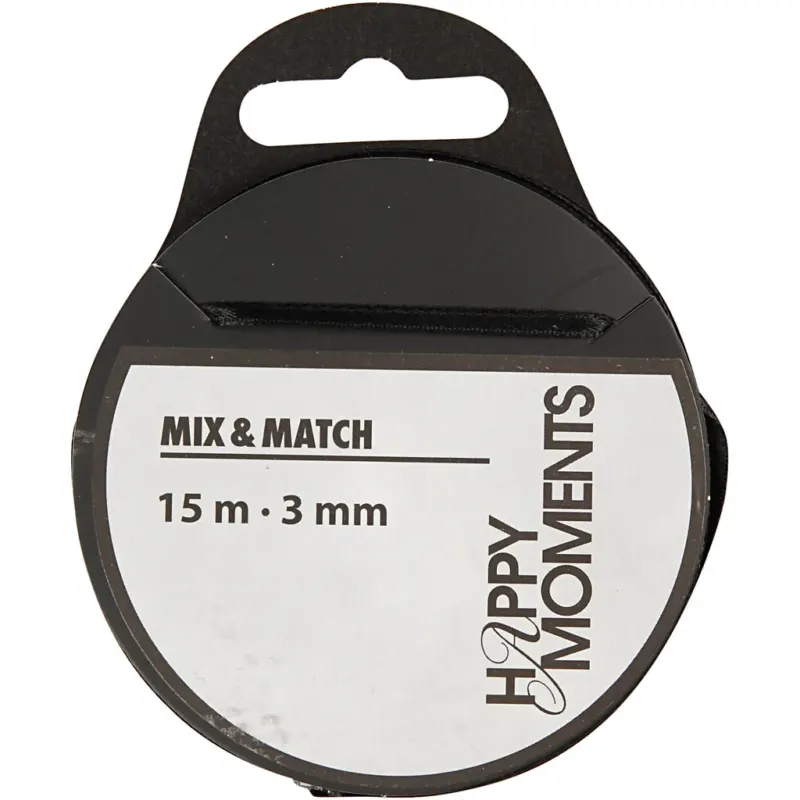 Satin Ribbon, W: 3 mm, black, 15 m/ 1 roll