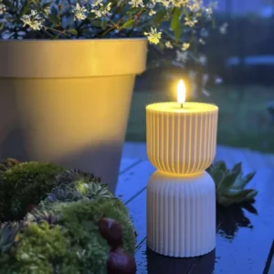 LED-Blockkerze Weiß Stundenglas - Außen