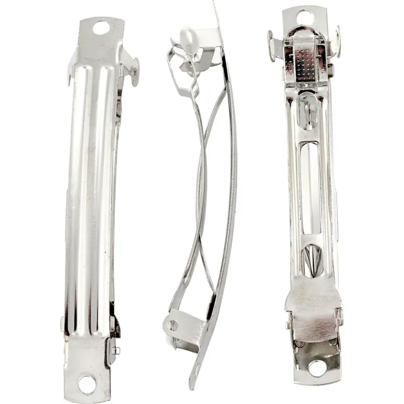 Barrettes, L: 8 cm, W: 8 mm, silver-plated, 30 pc