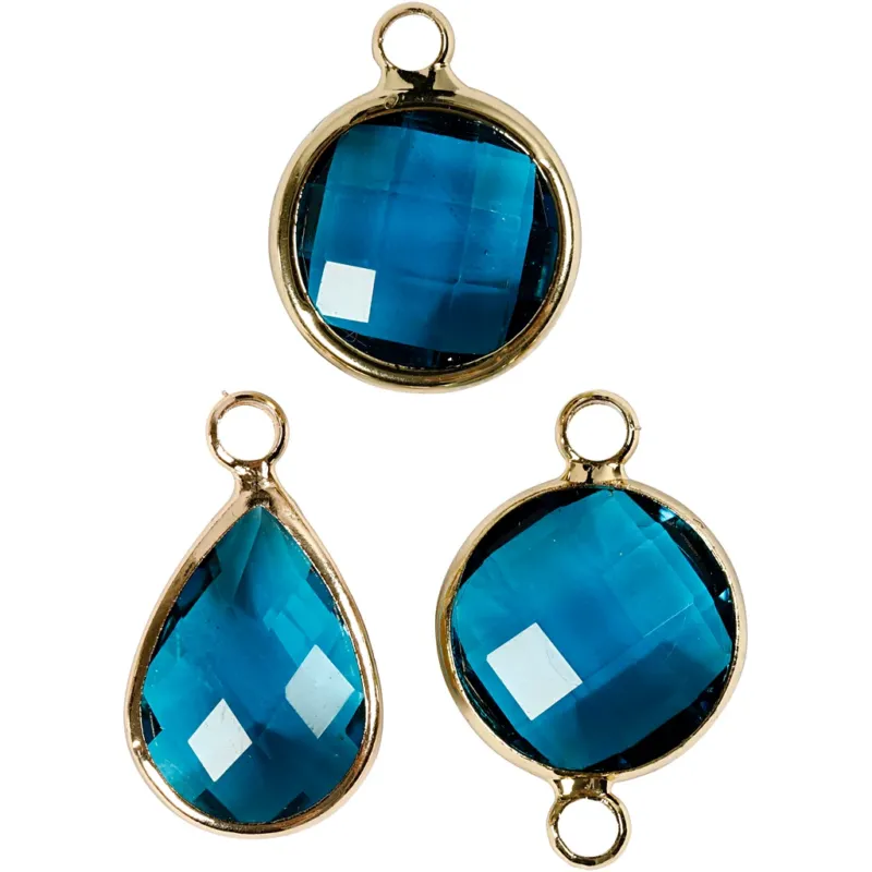 Jewellery Pendant, H: 15-20 mm, hole size 2 mm, turquoise, 1 pack