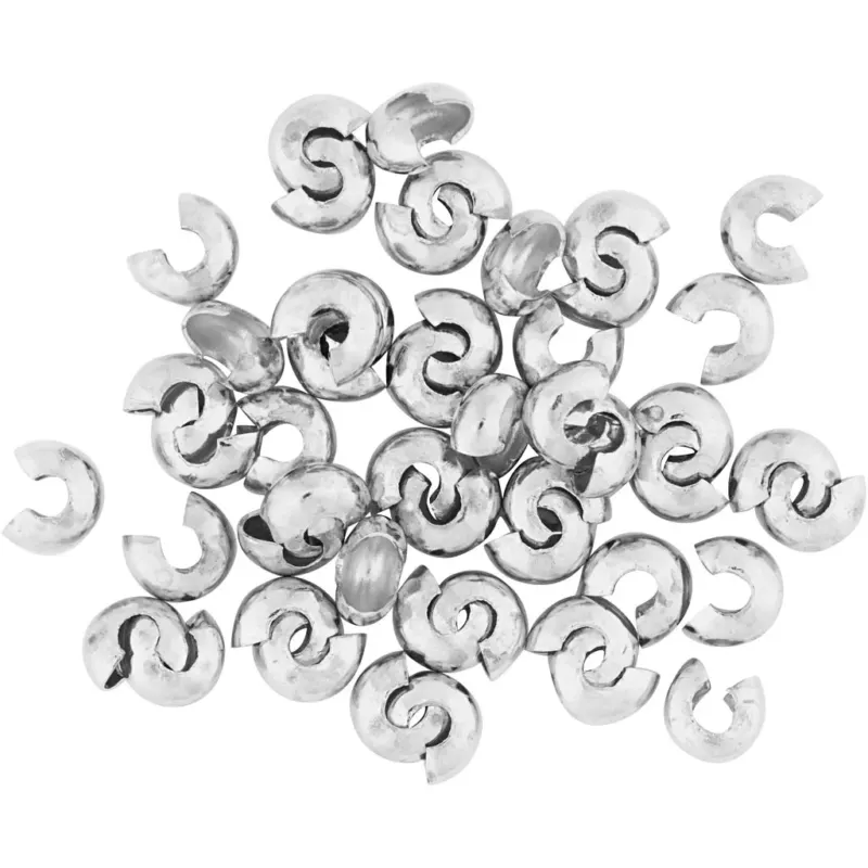 Crimp Bead Cover, dia. 5 mm, silver-plated, 500 pc