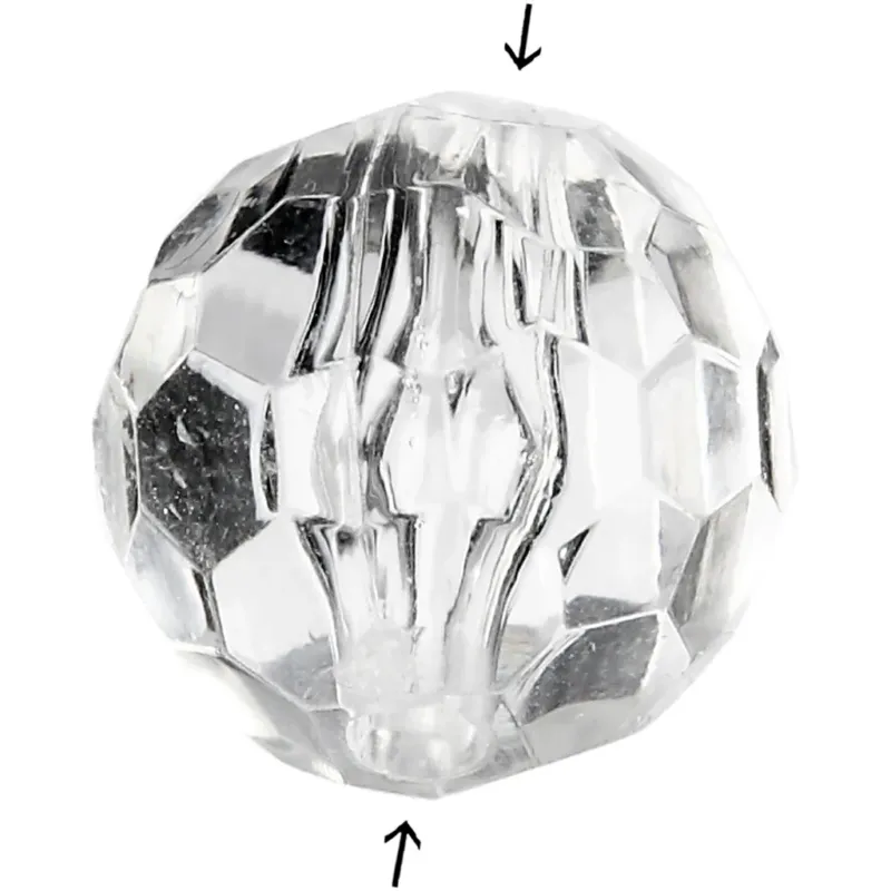 Acylic Beads, size 12 mm, hole size 1,2 mm, gloss transparent, 77 pc