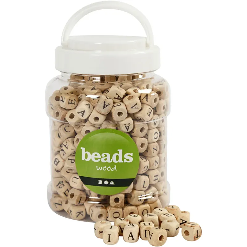 Wood Beads, size 9x9x9 mm, hole size 3 mm, ca. 400 pc, 185 g, 400 ml/ 1 bucket