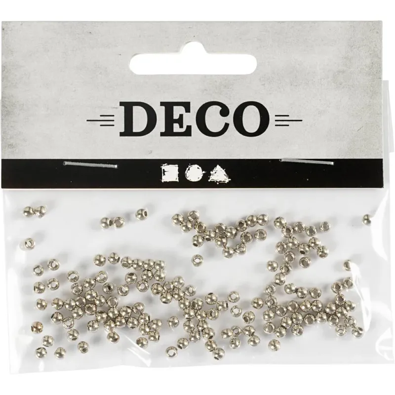 Wax Beads, dia. 3 mm, hole size 0,7 mm, silver, 150 pc