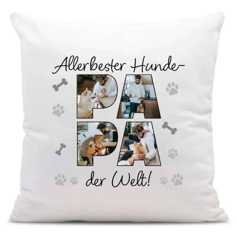 Bild: Personalisiertes Foto-Kissen - Hunde-Papa - Geschenk für Hundebesitzer.