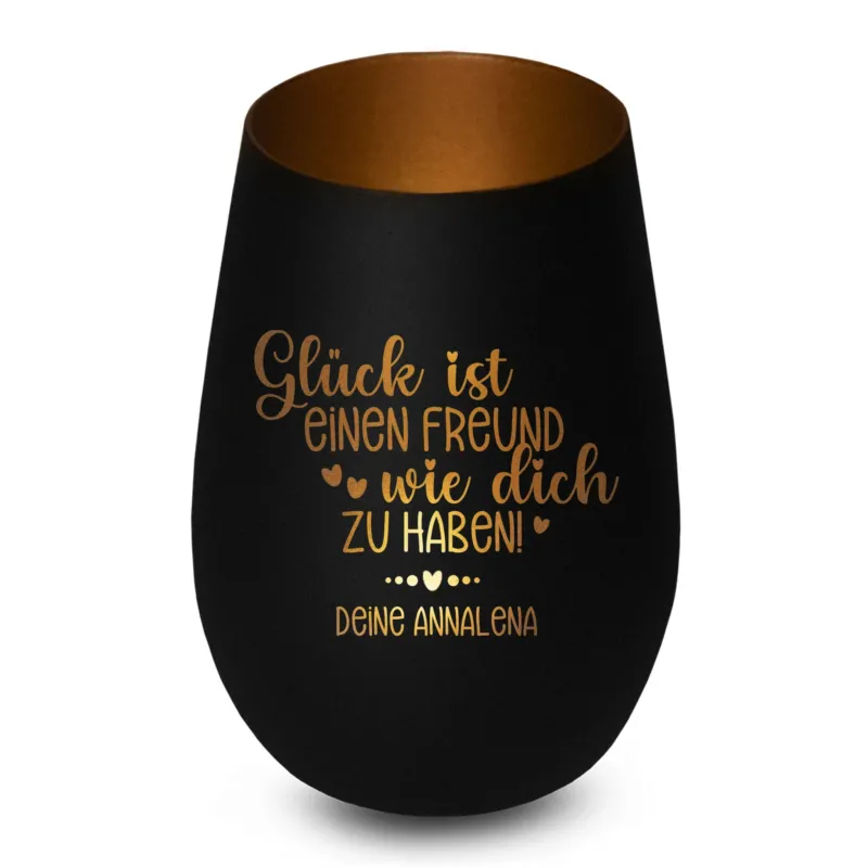 Bild: Personalisiertes Windlicht - Glück ist einen Freund wie dich zu haben.