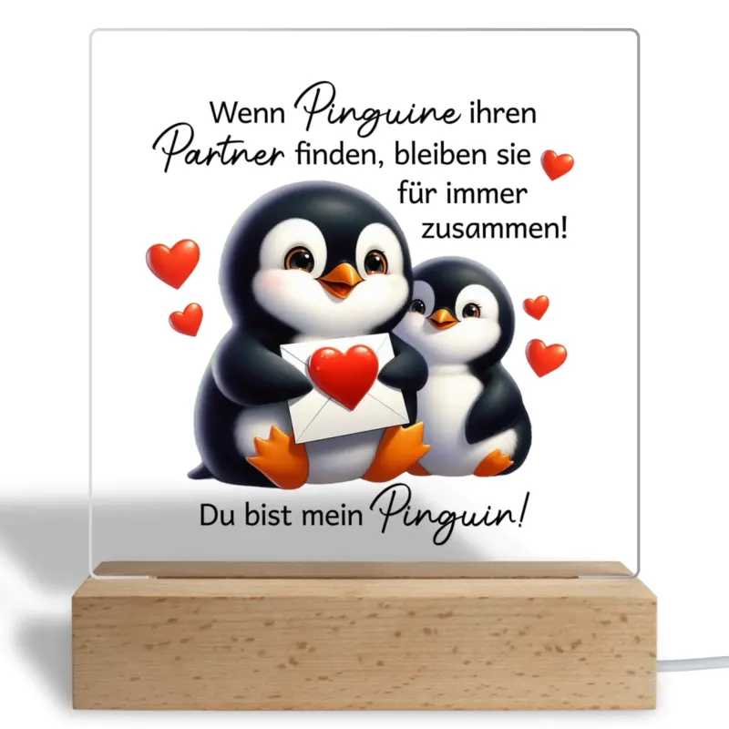 Acryl Glasbild - Du bist mein Pinguin - Liebesgeschenk