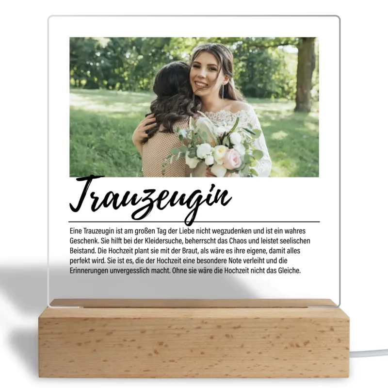 Bild: Personalisiertes Acryl Glasbild - Definition Trauzeugin - Fotogeschenk als Dankeschön mit Foto.