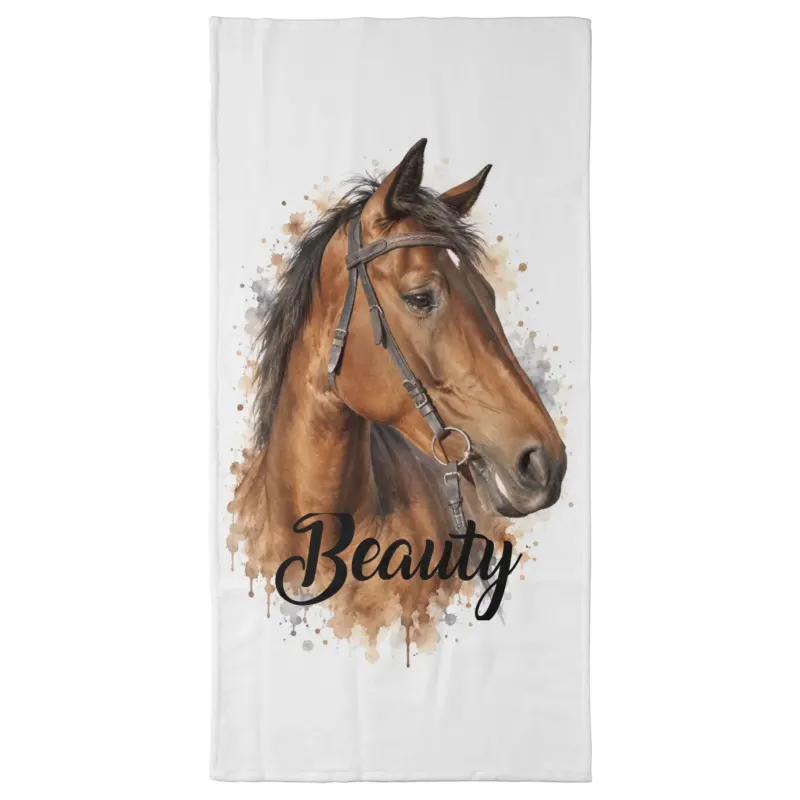 Personalisiertes Badetuch, Handtuch - Dein Pferd mit Name im Aquarell Wasserfabren Design - Pferdegeschenke