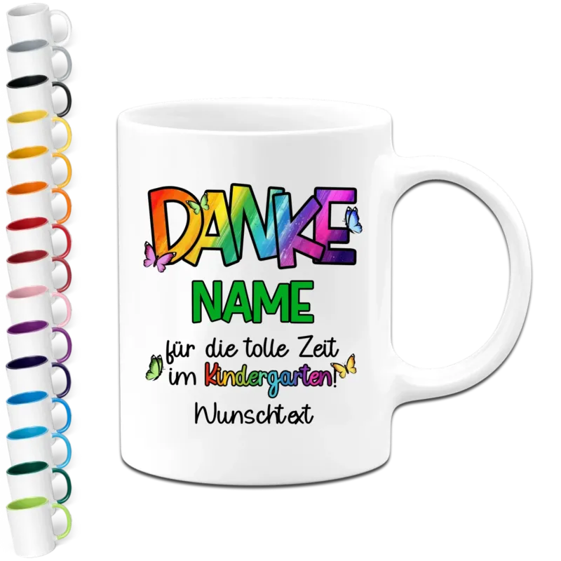 Personalisierte Tasse - Danke "Name" für die tolle Zeit im Kindergarten - Abschiedsgeschenk