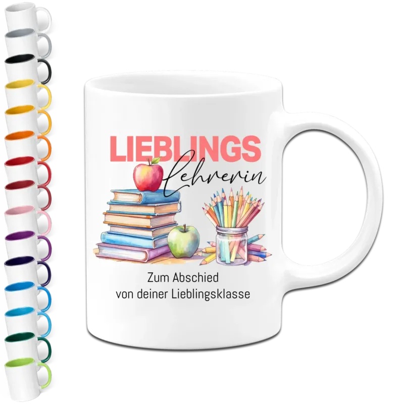 Personalisierte Tasse - Lieblings-Lehrerin (Buch, Stifte)