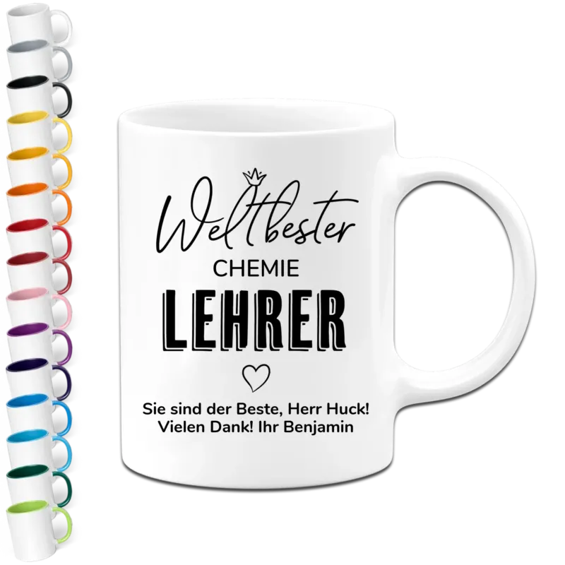 Personalisierte Tasse - Weltbester -Wunschfach- Lehrer - Wunschtext