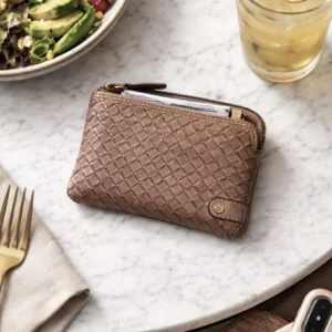 Portemonnaie Sofya - handgeflochten Dark Taupe