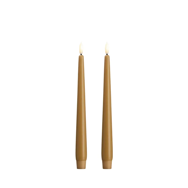 LED Stabkerzen 2 Stk 2,3 x 25 cm honey mustard