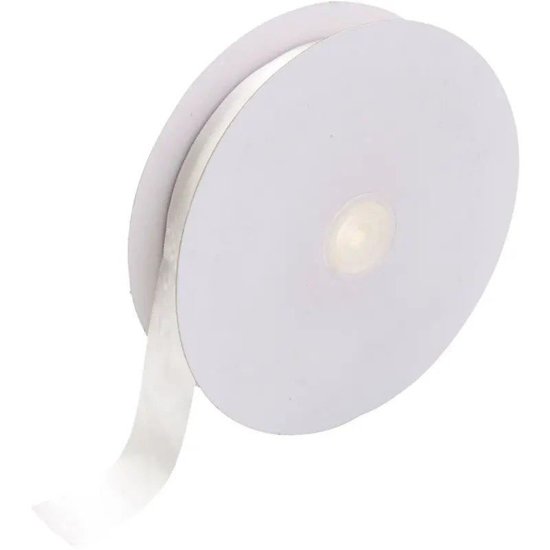 Satin Ribbon, W: 25 mm, white, 50 m/ 1 roll