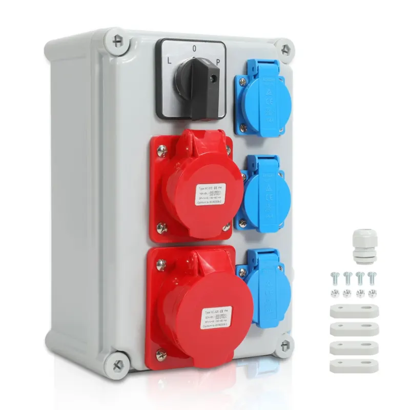 BMOT Wandverteiler mit L-0-P Nockenschalter und MCB, 3xSchuko-Steckdose und CEE-Steckdose 16/32A