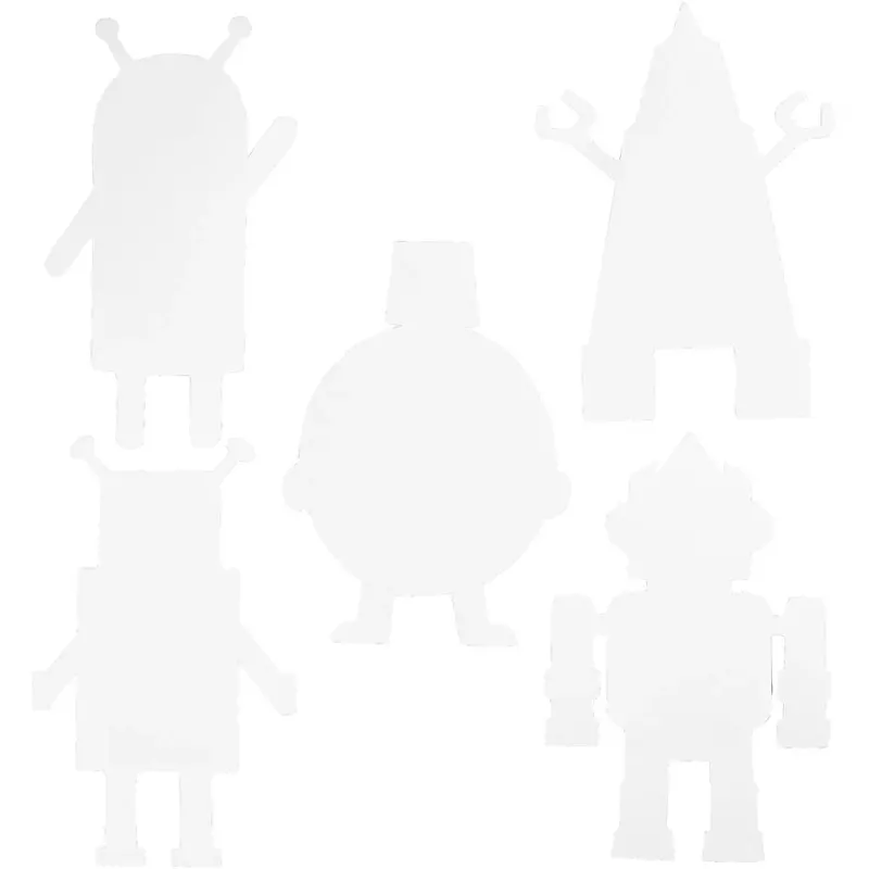 Robots, H: 22,5-24 cm, W: 15-16 cm, 230 g, white, 16 pc